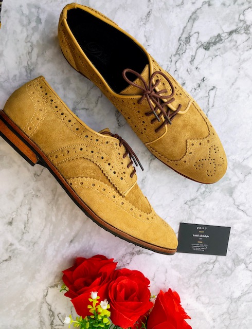 picture of suede brogues by Dolls leather products